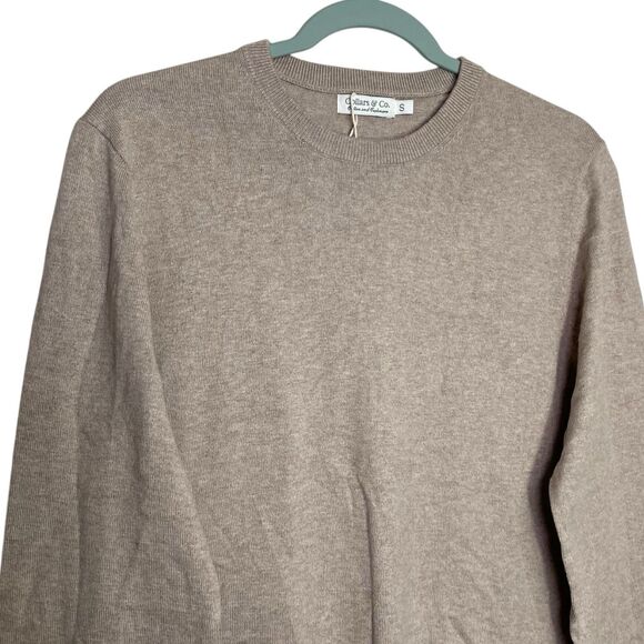 Collars & Co Sweater Mens Small Oatmeal Cashmere Blend Preppy Crew Neck NEW - Picture 6 of 11